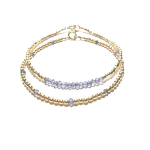 blue iolite line and gold beads bracelet