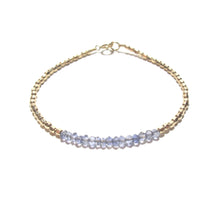 Load image into Gallery viewer, blue iolite line and gold beads bracelet