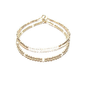 moonstone line and gold beads bracelet