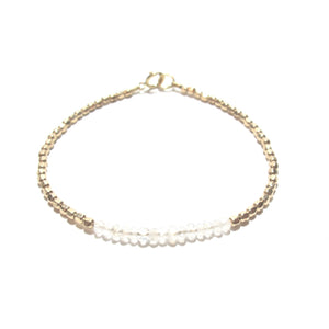 moonstone line and gold beads bracelet