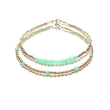 Load image into Gallery viewer, chrysoprase line and gold beads bracelet