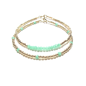 chrysoprase line and gold beads bracelet