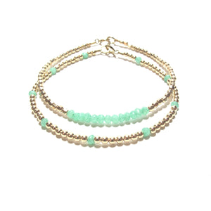 chrysoprase line and gold beads bracelet