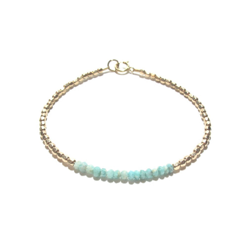 amazonite line and gold beads bracelet
