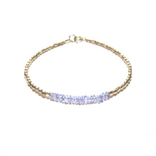 Load image into Gallery viewer, tanzanite line and gold beads bracelet