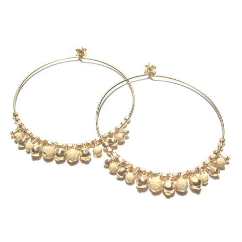 multi gold beads large hoop earrings