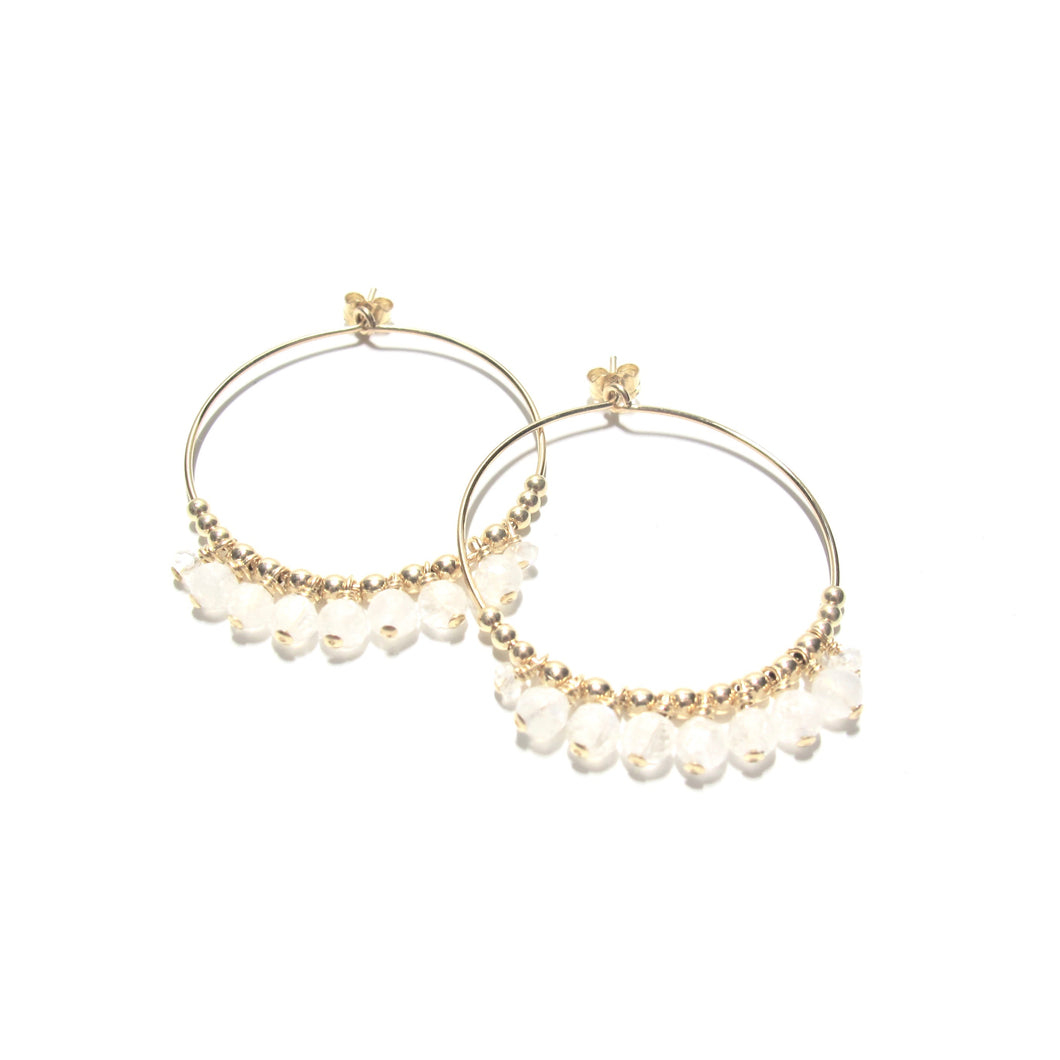 multi moonstone medium hoop earrings