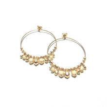 Load image into Gallery viewer, multi gold beads medium hoop earrings