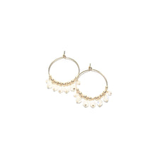 Load image into Gallery viewer, multi moonstone midi hoop earrings