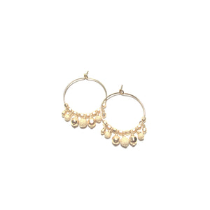 multi gold beads midi hoop earrings