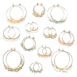 multi gold beads medium hoop earrings