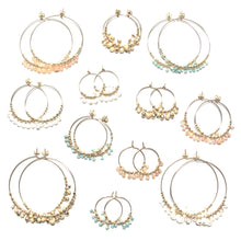 Load image into Gallery viewer, multi gold beads midi hoop earrings
