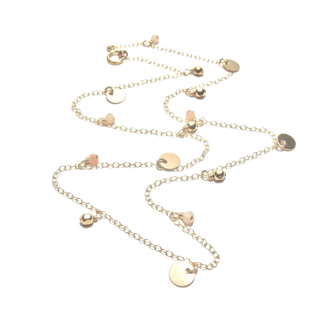 multi discs beads sunstones necklace