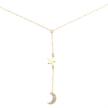 Load image into Gallery viewer, moon and star lariat necklace