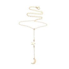 Load image into Gallery viewer, moon and star lariat necklace