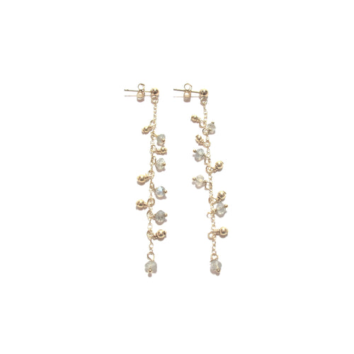 labradorite and gold beads drop earrings