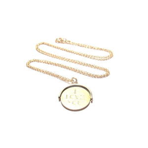 vintage solid gold spinner charm "I love you" necklace