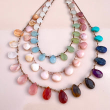 Load image into Gallery viewer, rainbow stones knotted silk necklace