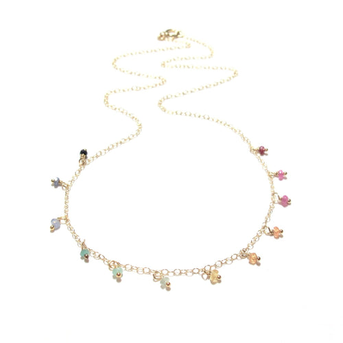 dotted rainbow gemstones necklace