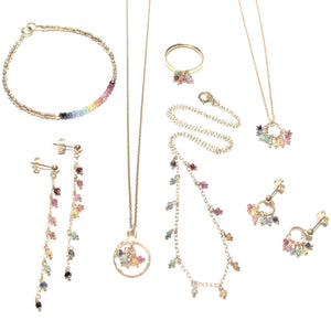 dotted rainbow gemstones necklace