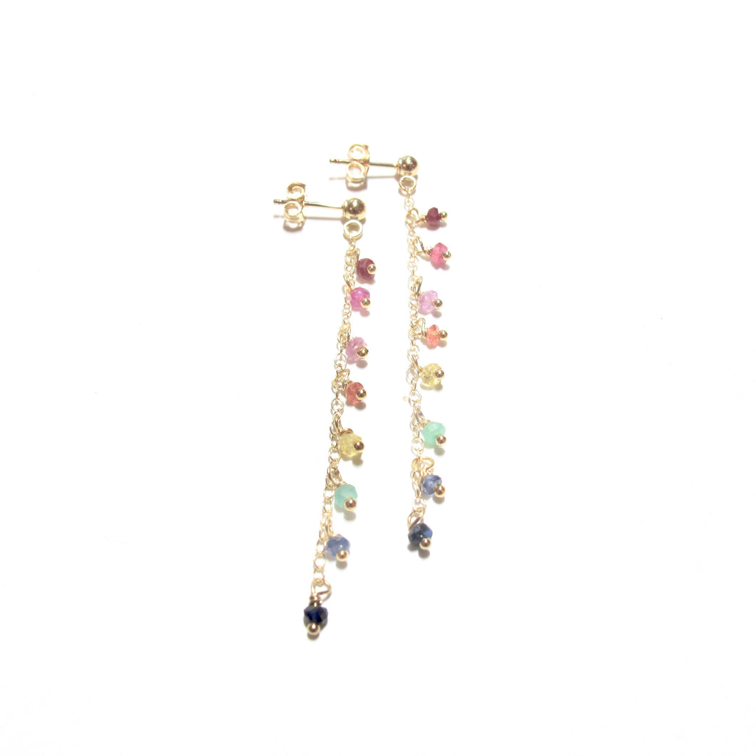 rainbow gemstones drop earrings