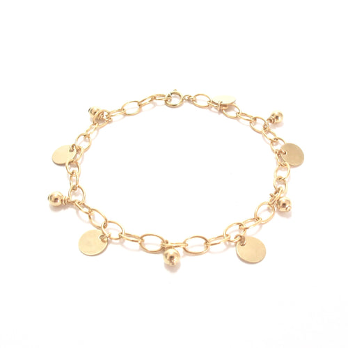 gold beads and discs bracelet