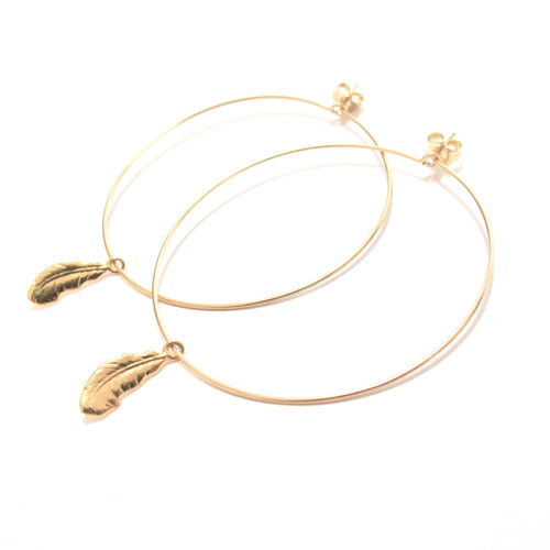 feather large hoop earrings
