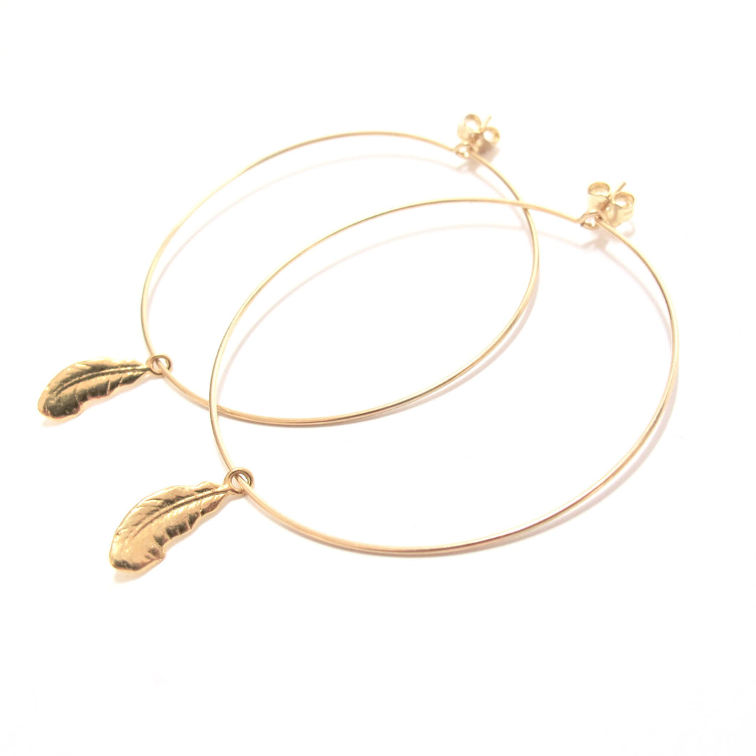 feather large hoop earrings