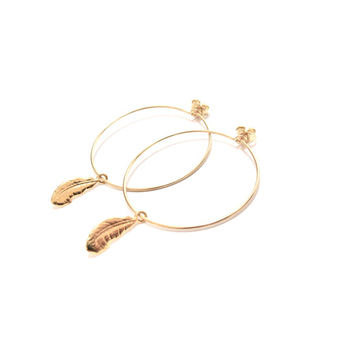 feather medium hoop earrings