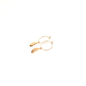 feather small hoops earrings