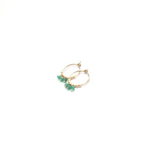 Load image into Gallery viewer, multi green onyx small hoop earrings