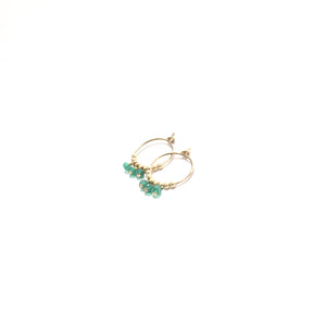 multi green onyx small hoop earrings