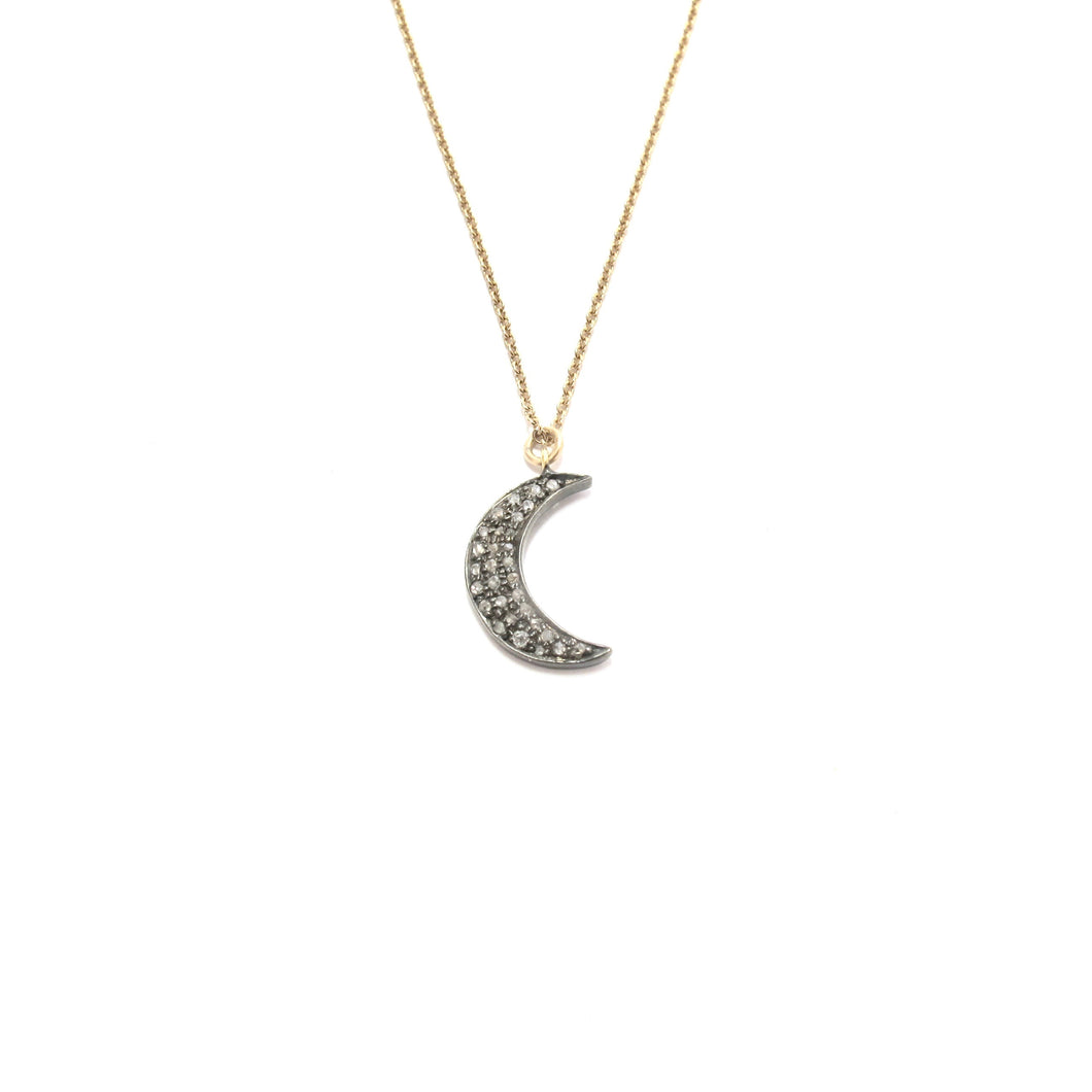 pave diamond moon necklace