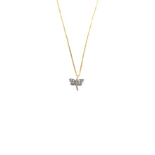 Load image into Gallery viewer, tiny pave diamond dragonfly necklace