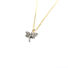 Load image into Gallery viewer, tiny pave diamond dragonfly necklace