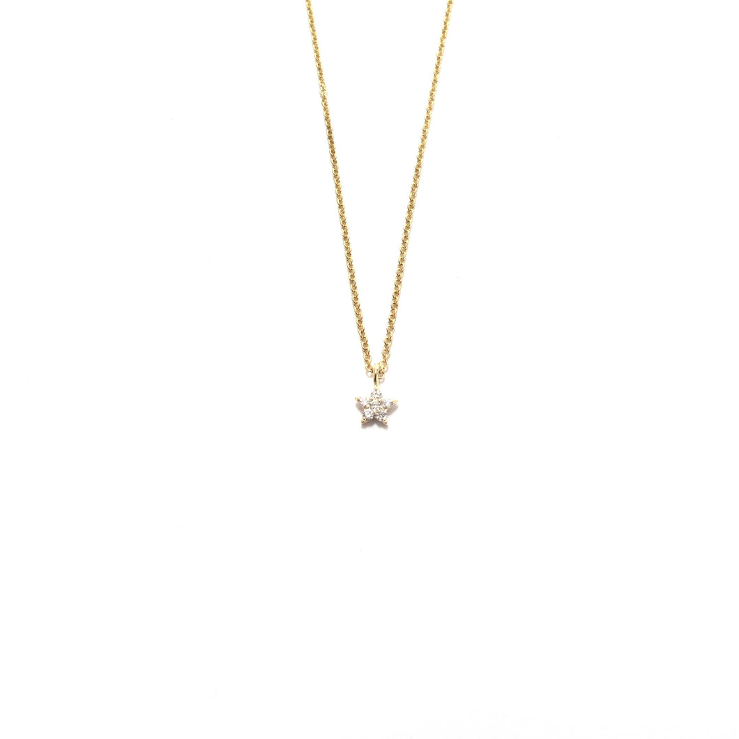 tiny white diamond star necklace