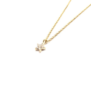 tiny white diamond star necklace