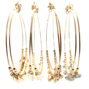 multi gold beads large hoop earrings