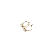 Load image into Gallery viewer, multi rainbow tourmaline small hoop earrings
