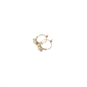 multi rainbow tourmaline small hoop earrings
