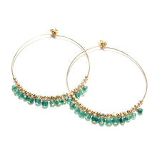 Load image into Gallery viewer, multi green onyx large hoop earrings