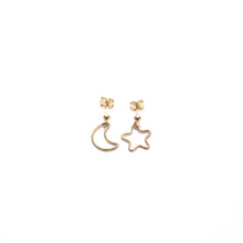 Load image into Gallery viewer, cut out moon and star earrings