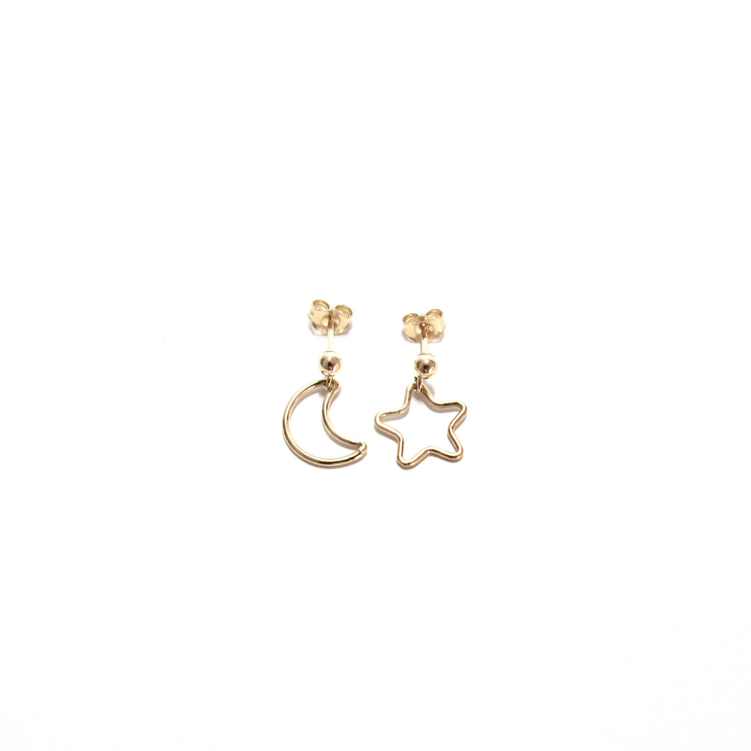 cut out moon and star earrings