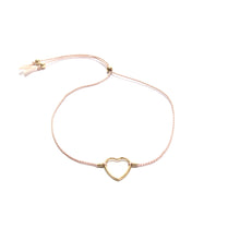Load image into Gallery viewer, pale pink silk heart friendship bracelet