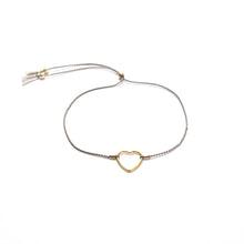Load image into Gallery viewer, grey silk heart friendship bracelet