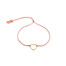 Load image into Gallery viewer, orange silk heart friendship bracelet