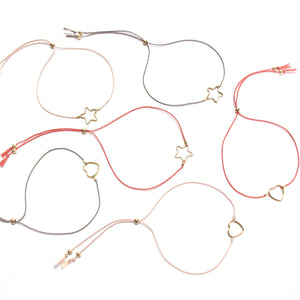 grey silk heart friendship bracelet