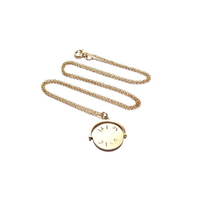 vintage solid gold spinner charm "happy days" necklace