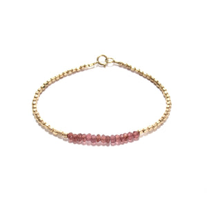 garnet line and gold beads bracelet