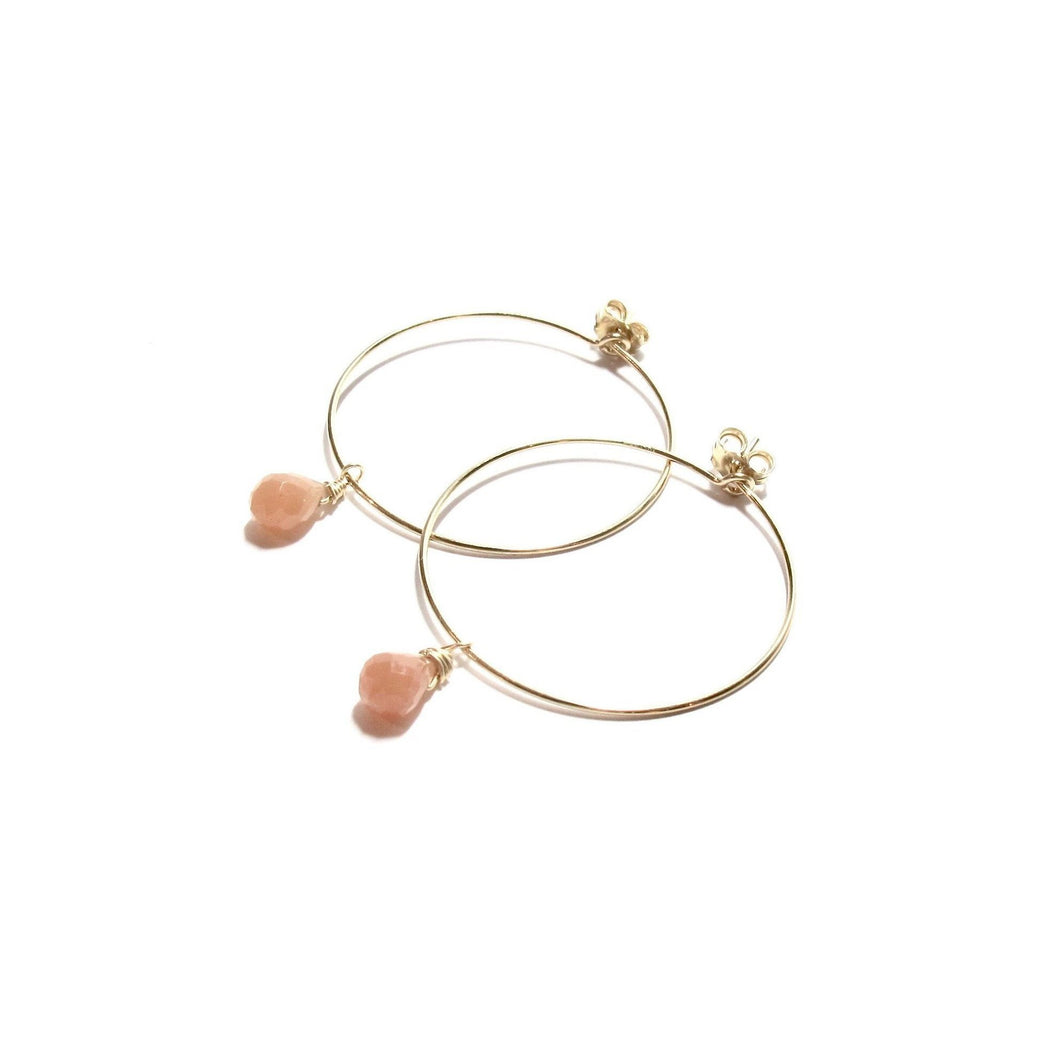 peach aventurine medium hoop earrings